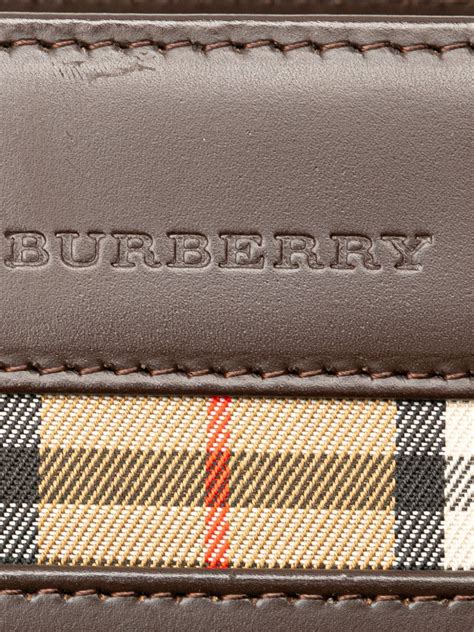 Brown Burberry Medium House Check Trimmed Leather 